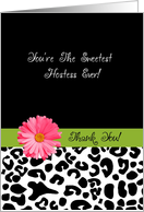 Thank You Hostess Trendy Leopard Print With Pink Flower card