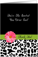 Thank You Bus Driver Trendy Leopard Print With Pink Flower card