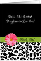 Thank You Daughter In Law Trendy Leopard Print With Pink Flower card