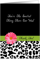 Thank You Trendy Leopard Print With Pink Flower card