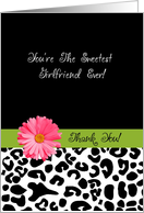 Thank You Girlfriend Trendy Leopard Print With Pink Flower card