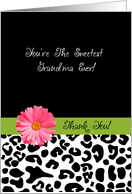 Thank You Grandma Trendy Leopard Print With Pink Flower card