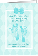 Daughter In Law Baby Shower Congratulations Blue Baby Footprints card