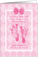 Sister Baby Shower Congratulations Pink Baby Footprints card