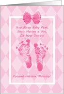 Girl Baby Shower Congratulations Pink Baby Footprints card