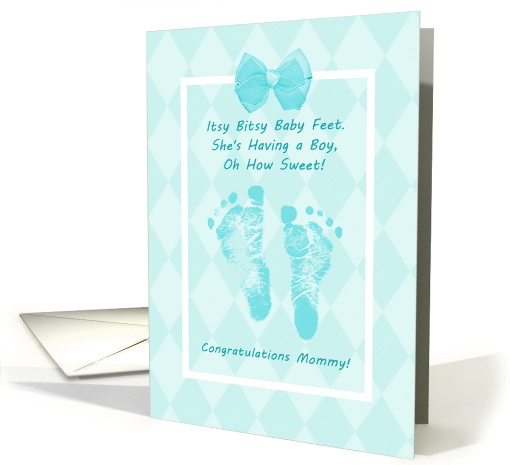 Boy Baby Shower Congratulations Blue Baby Footprints card (1056785)