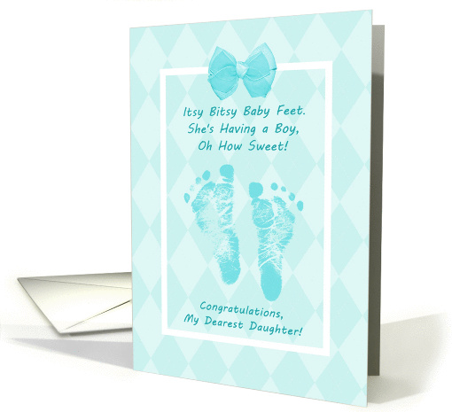Daughter Baby Shower Congratulations Blue Baby Footprints card