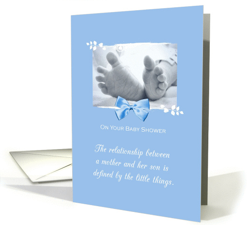 Newborn Baby Shower Congratulations Boy Baby Feet Printed Bow card