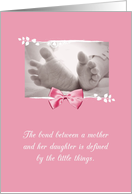 New Baby Girl Congratulations Pink Baby Feet Printed Bow card