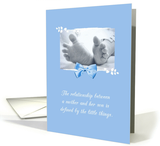 New Baby Boy Congratulations Blue Baby Feet Printed Bow card (1058243)
