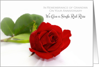 Anniversary Remembrance of Grandma With Single Red Rose card