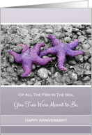 Cute Purple Starfish Wedding Anniversary card