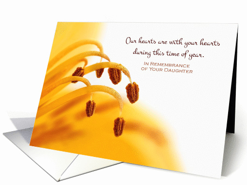 Anniversary Remembrance of Daughter With Yellow Lily Photograph card