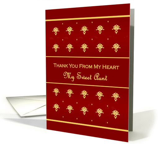 Luxury Thank You Aunt Vintage Red And Gold Colored Damask card