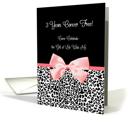 Breast Cancer 3 Year Survivor Party Invitation Girly Pink Ribbon card