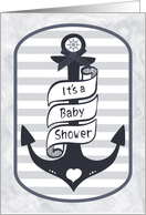 Cute Nautical Anchor Bow and Stripes Baby Shower Invitation card