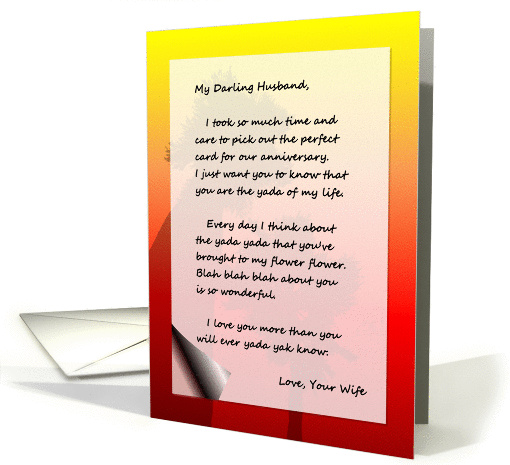 Funny Husband Anniversary - Love Letter For My Darling Husband card