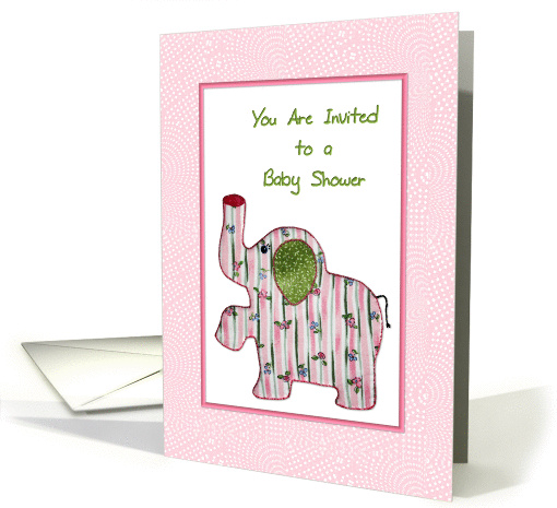 Pink Elephant Cute Country Style Baby Shower Invitation card (814385)