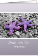 Happy Twins Day, Brother, Of All The Fish In The Sea, Purple Starfish card