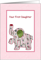 Congratulations - First Baby Girl - Elephant card