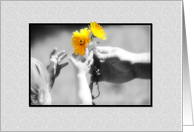 Little Girl - Bouquet of Flowers - Blank card