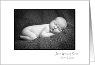 Personalized Photo Birth Announcement - Black Frame White Border card