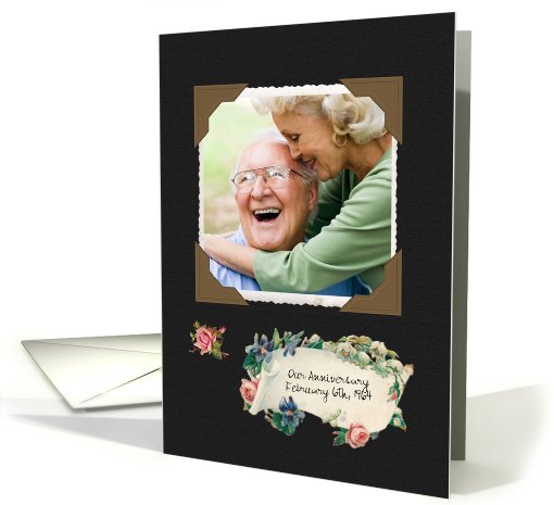 Vintage Scrapbook Style- Wedding Anniversary - Your Photo Here card