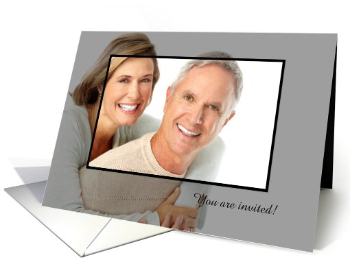 Personalized Photo Party Invitation - Modern Black Frosted Frame card