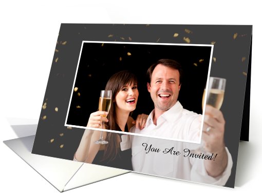 Personalized Photo Party Invitation - Modern White Frosted Frame card