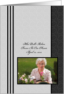 Personalized Photo Memorial Invitation - Elegant Black With Stripes card
