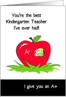 Kindergarten Teacher Appreciation, Best Teacher, Bug In An Apple card