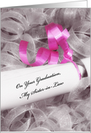 Girly Graduation Congratulations For Sister In Law With Pink Ribbon card