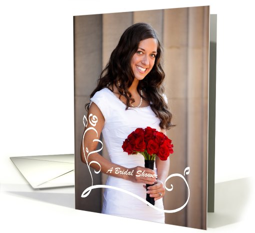 Photo Card Bridal Shower Inivitation Full Bleed Filigree Rose card