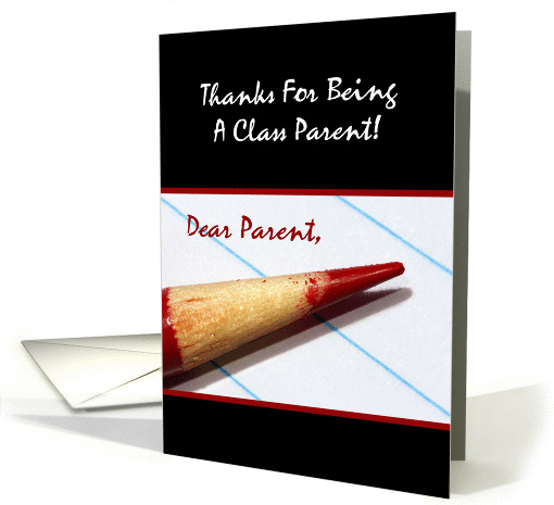 Dear Parent, Thanks For Your Help In Class, Red Colored Pencil card