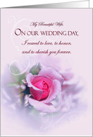 Sentimental Wife Wedding Anniversary, Wedding Vows, Pink Rose card