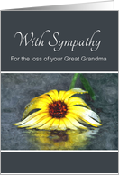 Sympathy For Loss Of Great Grandma, Condolences, Yellow Flower In Rain card