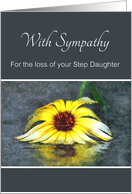 Sympathy For Loss Of Step Daughter, Condolences, Yellow Flower In Rain card
