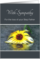 Sympathy For Loss Of Step Father, Condolences, Yellow Flower In Rain card