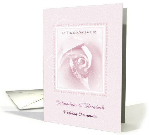 Romantic Pink Bridal Rose Customizable Wedding Invitation card