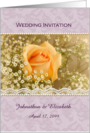 Lavender and Peach Personalized Wedding Invitation With Peach Rose card