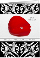 Red Rose Petal With Diamond Customizable Wedding Announcement card