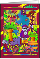 Party Invitation Colorful Jungle Animals card
