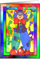 PartyTime,Invitation, clown card