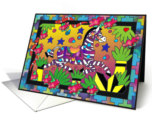 General greeting card, leaping zebra card (804788)