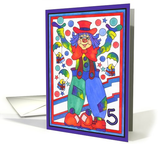 Clown Happy Birthday 5 Yr Old
 card (805440)