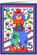 Clown Happy Birthday 5 Yr Old card