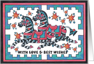 2 ZEBRAS, Love and Best Wishes card