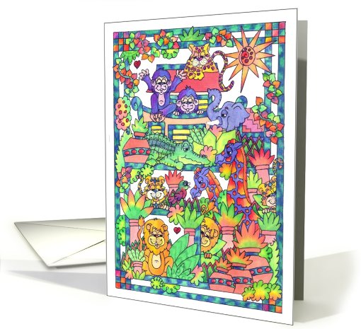 Colorful Jungle Greetings! (Noah's Ark) card (805560)