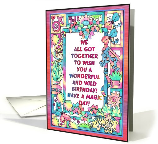 Colorful Jungle Frame, wild birthday wish card (806239)