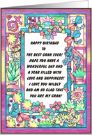 Colorful Jungle Frame, Happy Birthday Gran card